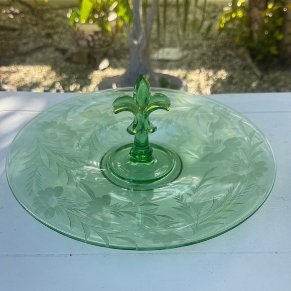 Vintage Other - Vintage Fostoria Glass Tidbit Tray With Fleur De Lis Handle